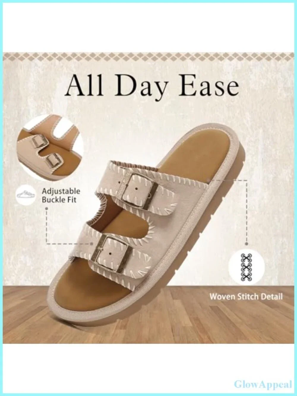 Womens Slide Sandals Adjustable Buckle Slip On Comfortable Casual Walking Shoes